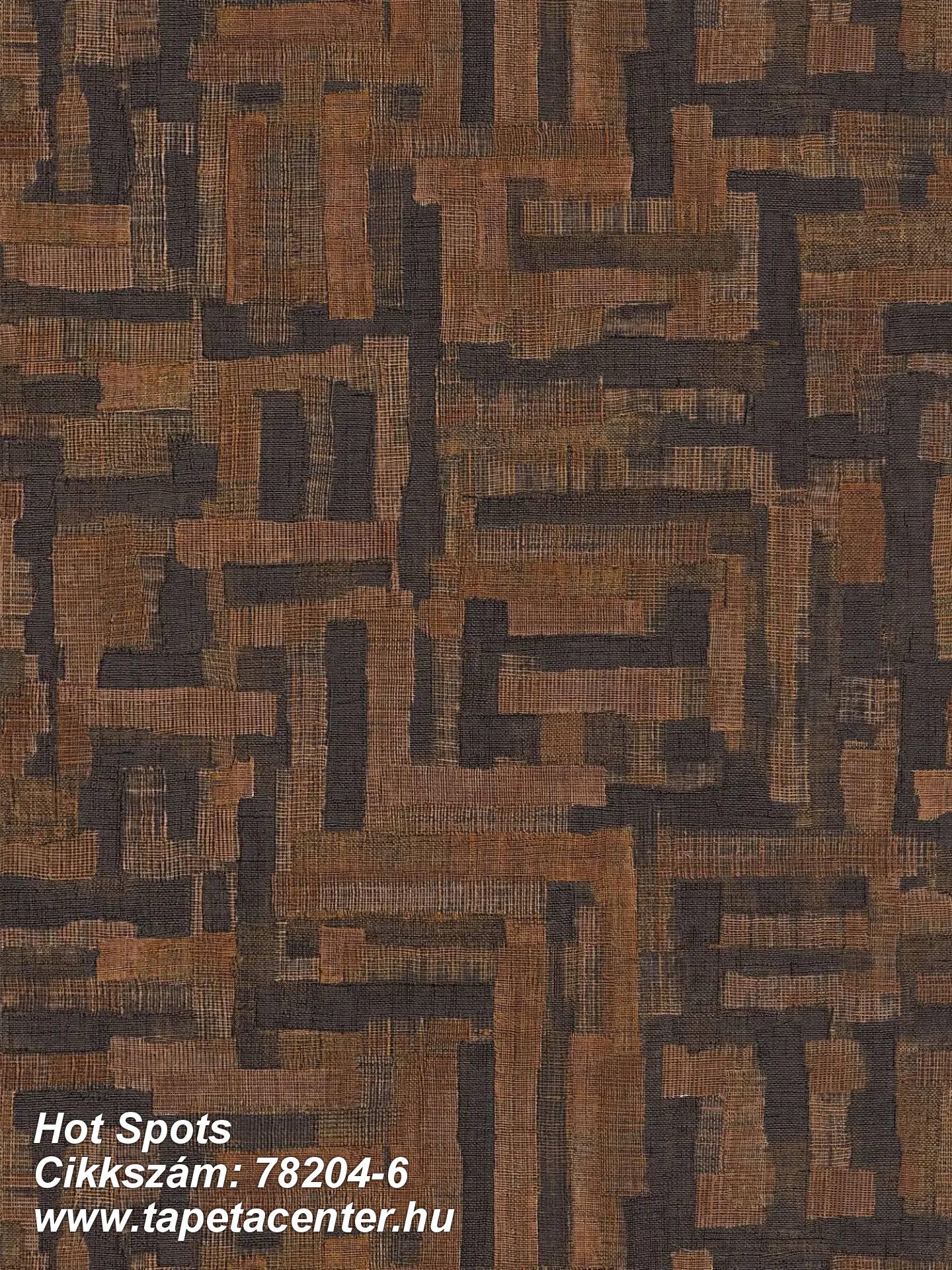 Geometriai mintás,textil hatású,textilmintás,barna,súrolható,vlies tapéta 